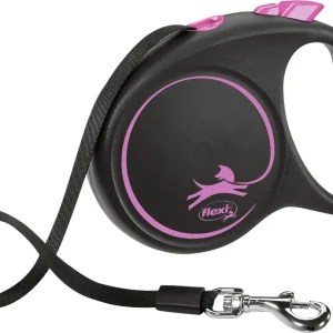 Top-Angebot Flexi BLACK DESIGN Gurt M 5 Meter pink Roll-Leine für Hunde